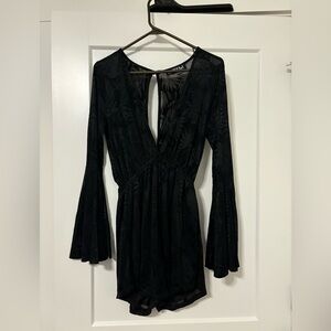 Audrey 3+1 Black Sheer Detail Romper